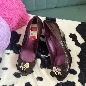 2009 Vintage Coach Poppy Brown Wedge Sandals